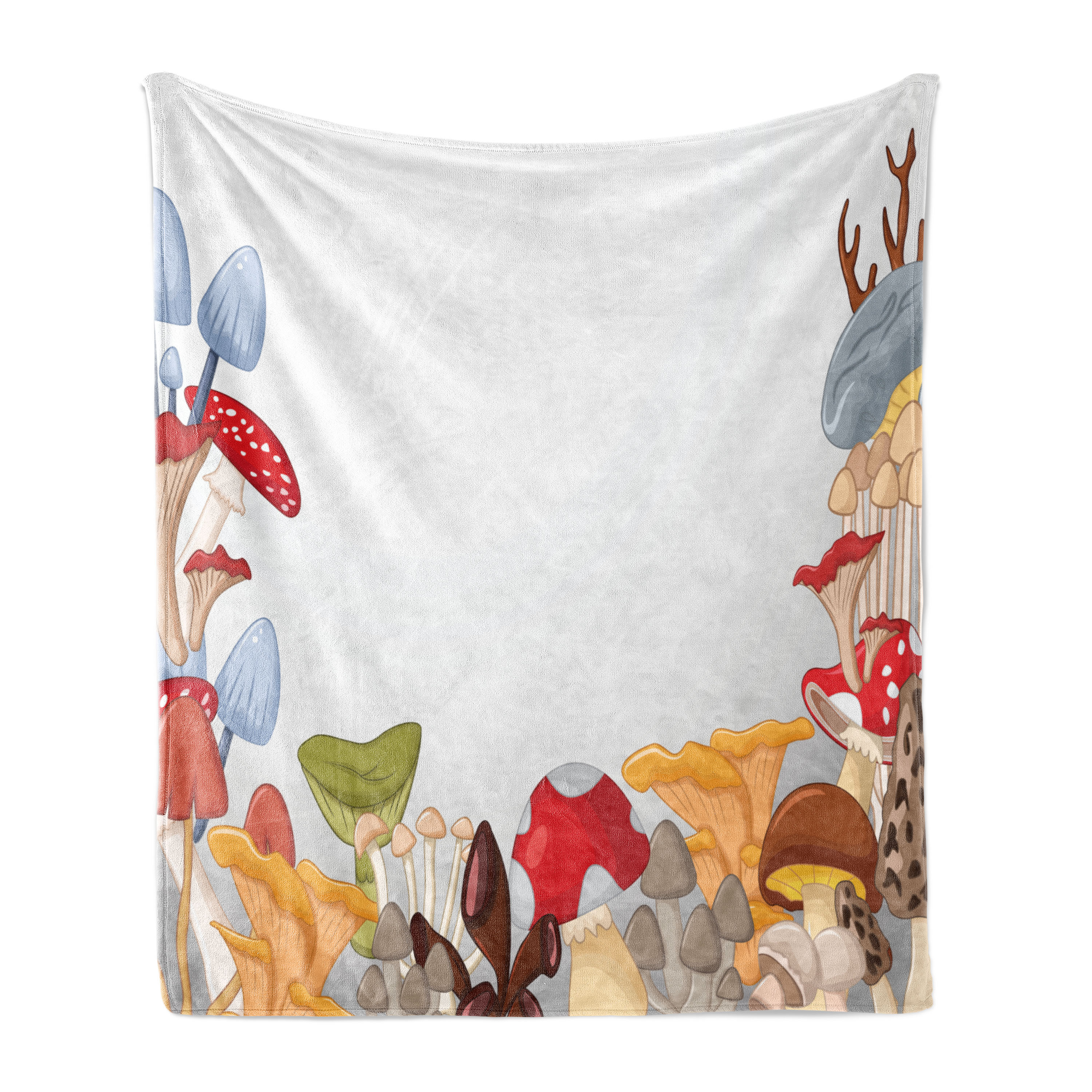 Mushroom Soft Flannel Fleece Blanket, Bunch of Mushrooms Toadstools