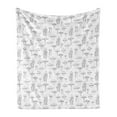 thumbnail image 1 of Mushroom Soft Flannel Fleece Blanket, Pattern with Different Mushrooms Doodle Style Monochrome Display Organic Garden, Cozy Plush for Indoor and Outdoor Use, 60" x 80", White Black, by Ambesonne, 1 of 5