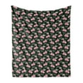 thumbnail image 1 of Mushroom Soft Flannel Fleece Blanket, Spotted Fungi and Hedgehogs Woodland Elements on a Dark Tone Background Hand Drawn, Cozy Plush for Indoor and Outdoor Use, 70" x 90", Multicolor, by Ambesonne, 1 of 5