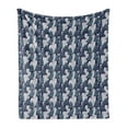 thumbnail image 1 of Mushroom Soft Flannel Fleece Throw Blanket, Abstract Design Fungi Pattern and Creative Graphic, Cozy Plush for Indoor and Outdoor Use, 50" x 70", Indigo Turquoise, by Ambesonne, 1 of 5