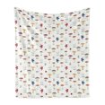 thumbnail image 1 of Mushroom Soft Flannel Fleece Throw Blanket, Chanterelles Button and Wild Fungus Repeating Pattern with Berries and Leaves, Cozy Plush for Indoor and Outdoor Use, 70" x 90", Multicolor, by Ambesonne, 1 of 6