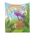 thumbnail image 1 of Mushroom Soft Flannel Fleece Throw Blanket, Scenery with Wood Timber Grass and Rainbow Fungus Herbs Leaves Art, Cozy Plush for Indoor and Outdoor Use, 60" x 80", Multicolor, by Ambesonne, 1 of 6