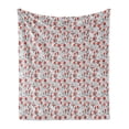 thumbnail image 1 of Mushroom Soft Flannel Fleece Throw Blanket, Sketch Style Woodland Flora Pattern with Greyscale Background, Cozy Plush for Indoor and Outdoor Use, 50" x 70", Vermilion Pale Grey, by Ambesonne, 1 of 6