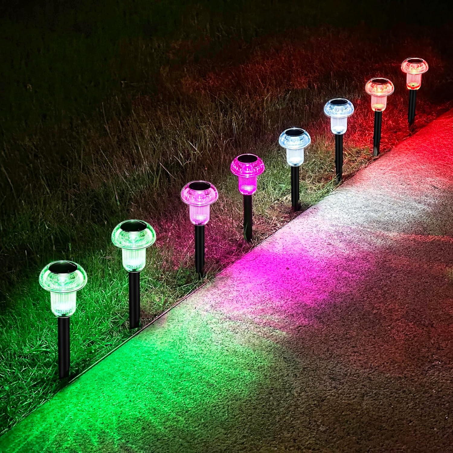 Mushroom Solar Lights Outdoor 8 Pack Halloween Decorations LED Landscape Lighting Waterproof Garden Stake Lights, Solar Landscape Lights for Outside Yard, Garden, Landscape, Path, Patio