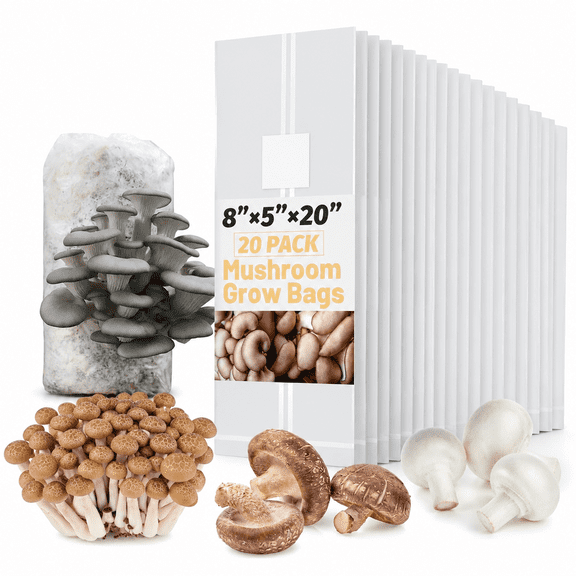 Mushroom Spawn Bags, 20Pcs Large Extra Thick Mushroom Growing Bags | Sealable Mushrooms Substrate Bag for Mushrooms Cultivation, Sawdust Fruiting Blocksgs