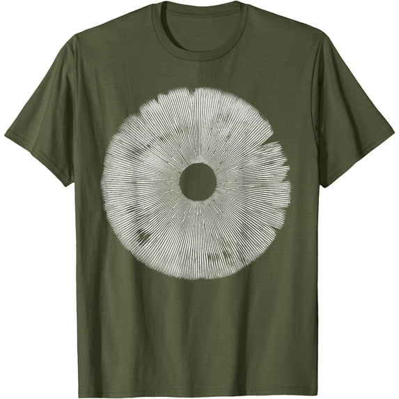 Mushroom Spore Print Gift Unisex T-Shirt for Men Women Kids Toddler,Military Green Color,Size YS