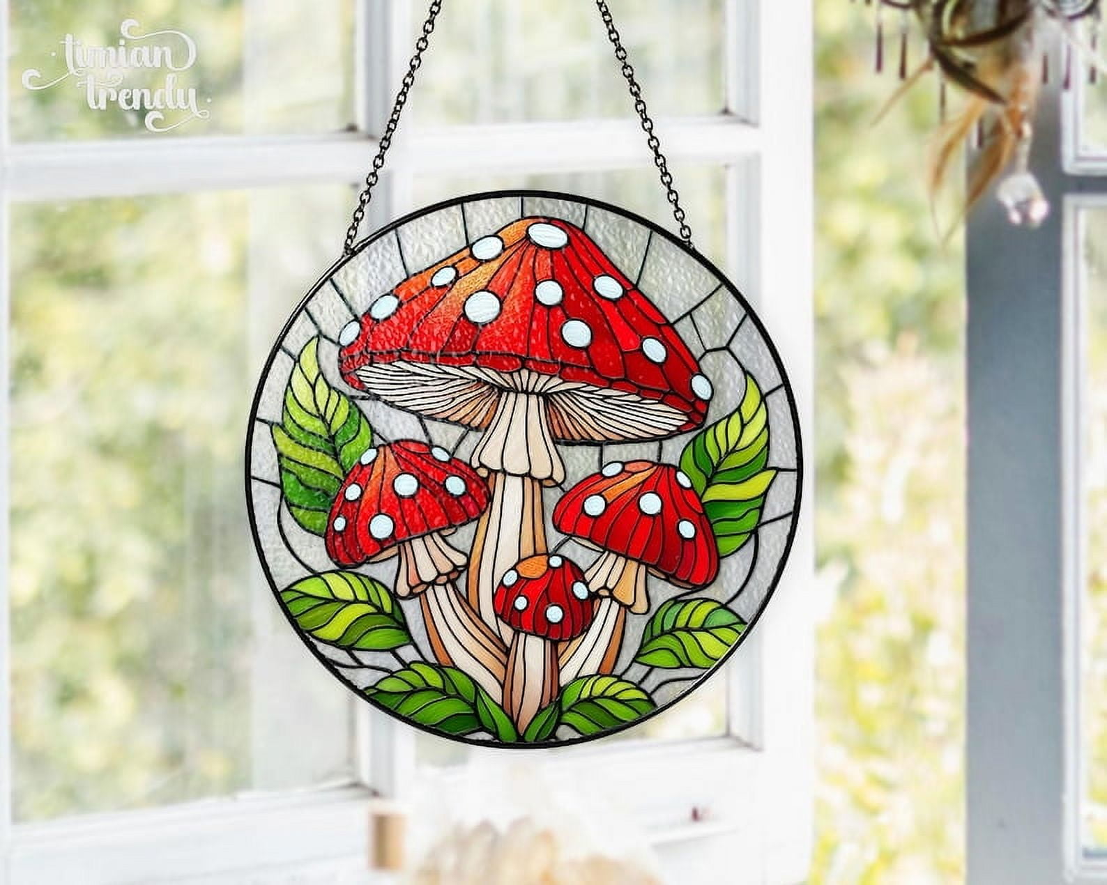 Mushroom Stained Glass Suncatcher, Mushroom Suncatcher For Window