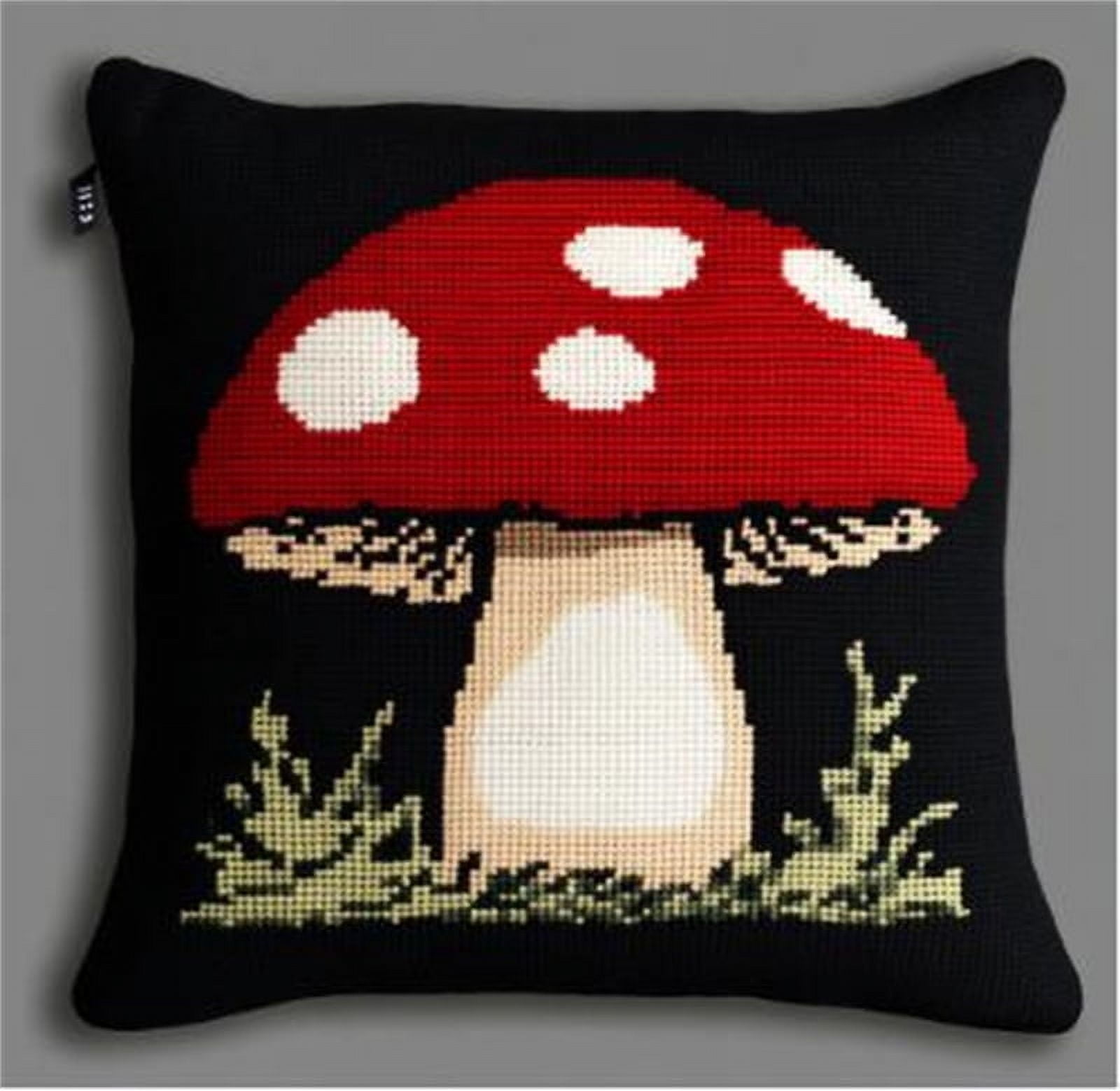Mushroom Stamped Cross Stitch Pillow Case Kits , 45X45cm , DIY Handmade Embroidered for Home Decor (11ct)
