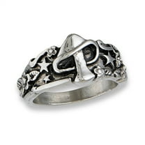 Mushroom Star Flower Mystic Ring Stainless Steel Leaf Band Gray Jewelry Female Male Unisex Size 6