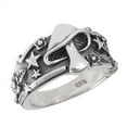 thumbnail image 1 of Mushroom Star Leaf Oxidized Ring Sterling Silver Celestial Weed Band 925 Jewelry Female Male Size 10, 1 of 4