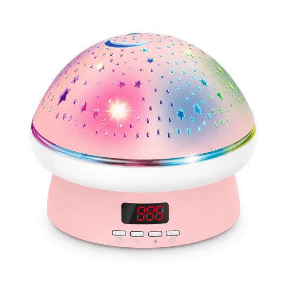 Mushroom Starry Sky Projector Night Light with Remote Control, Rotating LED Galaxy Ambient Lamp with Timer & Digital Display, USB Powered Decorative Bedside Mood Light for Bedroom & Home Decor