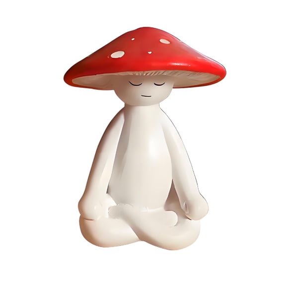 Mushroom Statue, Whimsical Mushroom Figurine for Home Decor, Fairy Garden Accessories, Meditation Space Enhancement, Cute Mushroom Gift for Mom Gardeners Plant Lovers