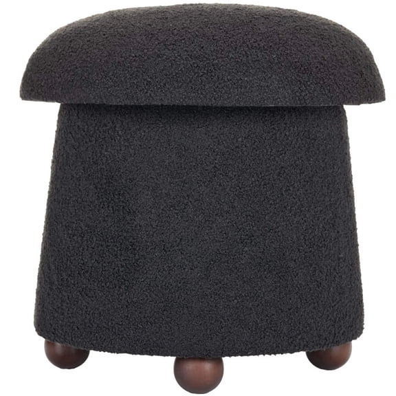 Aria Home Mushroom Stool Upholstered Storage Ottoman 19", Decorative Foot Stool, Black
