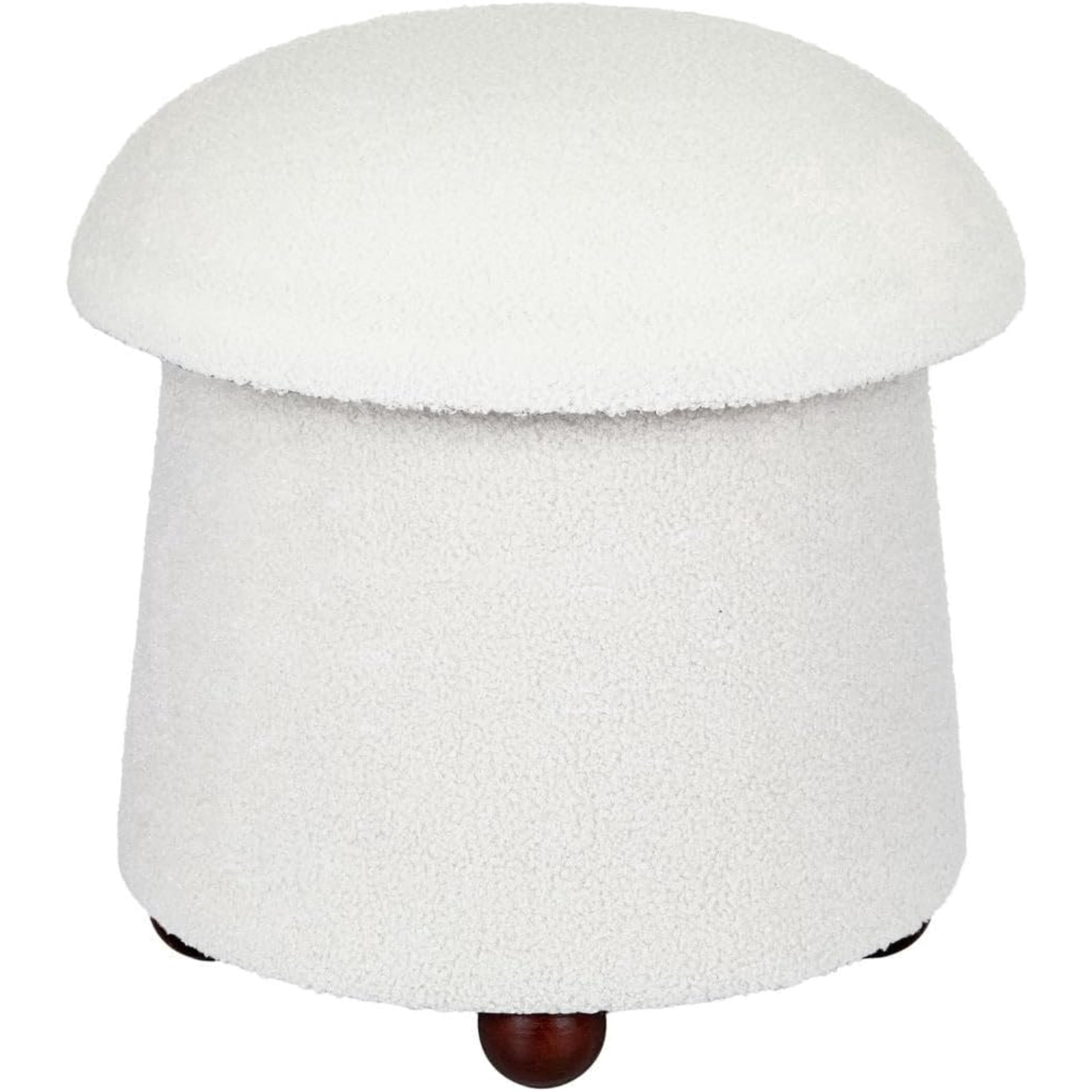 Aria Home Modern Fabric Mushroom Storage Ottoman Footrest Accent Seat Living Room, Cream