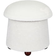 Aria Home 19 Inch Mushroom Storage Ottoman with Teddy Upholstery and Hidden Storage CREAM