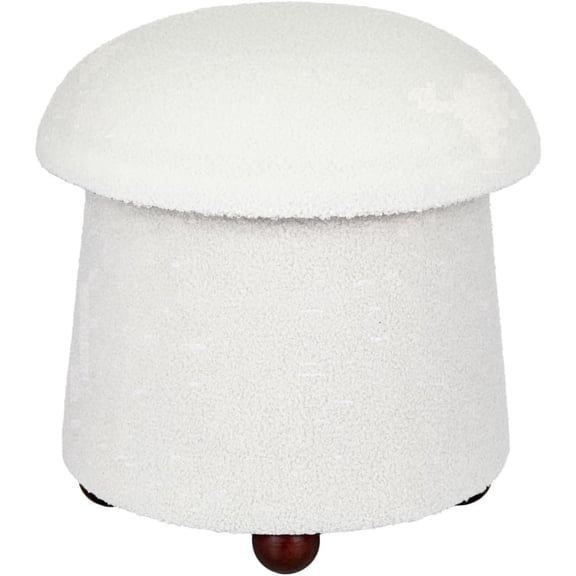 Aria Home 19 Inch Mushroom Storage Ottoman with Teddy Upholstery and Hidden Storage CREAM