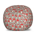 thumbnail image 1 of Mushroom Storage Toy Bag Chair, Amanita Mushrooms Pattern with Polka Dotted Backdrop Cartoon Toadstool, Stuffed Animal Organizer Washable Bag, Small Size, Taupe Cream Red, by Ambesonne, 1 of 3