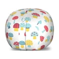 thumbnail image 1 of Mushroom Storage Toy Bag Chair, Repetitive Autumnal Forest Flora Cartoon Toadstool Illustration, Stuffed Animal Organizer Washable Bag, Small Size, Mustard Dark Coral and Blue, by Ambesonne, 1 of 3