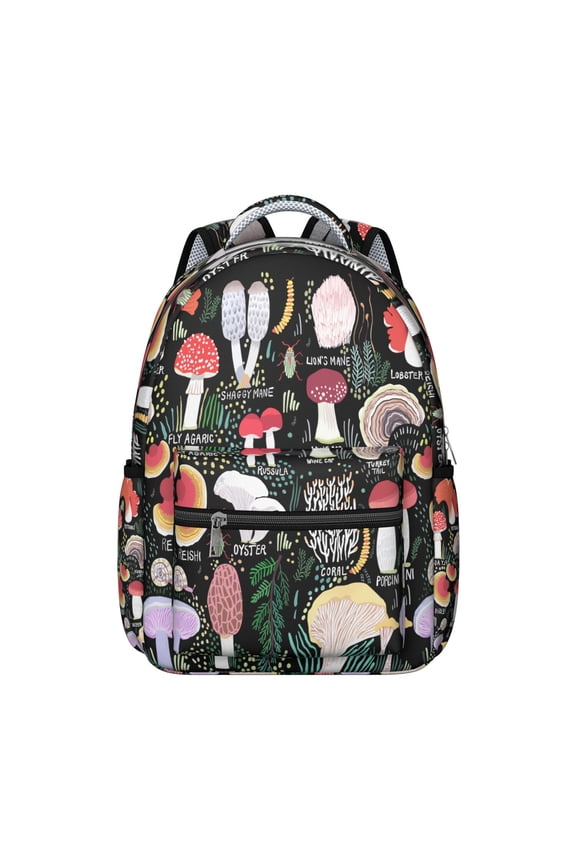 Mushroom Students Backpack Boho Vintage Magical Forest Mushrooms Design Botanical Woodland Fairy Tale School Bag for Students