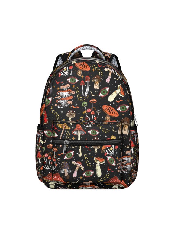 Mushroom Students Backpack Boho Vintage Magical Forest Mushrooms Design Botanical Woodland Fairy Tale School Bag for Students
