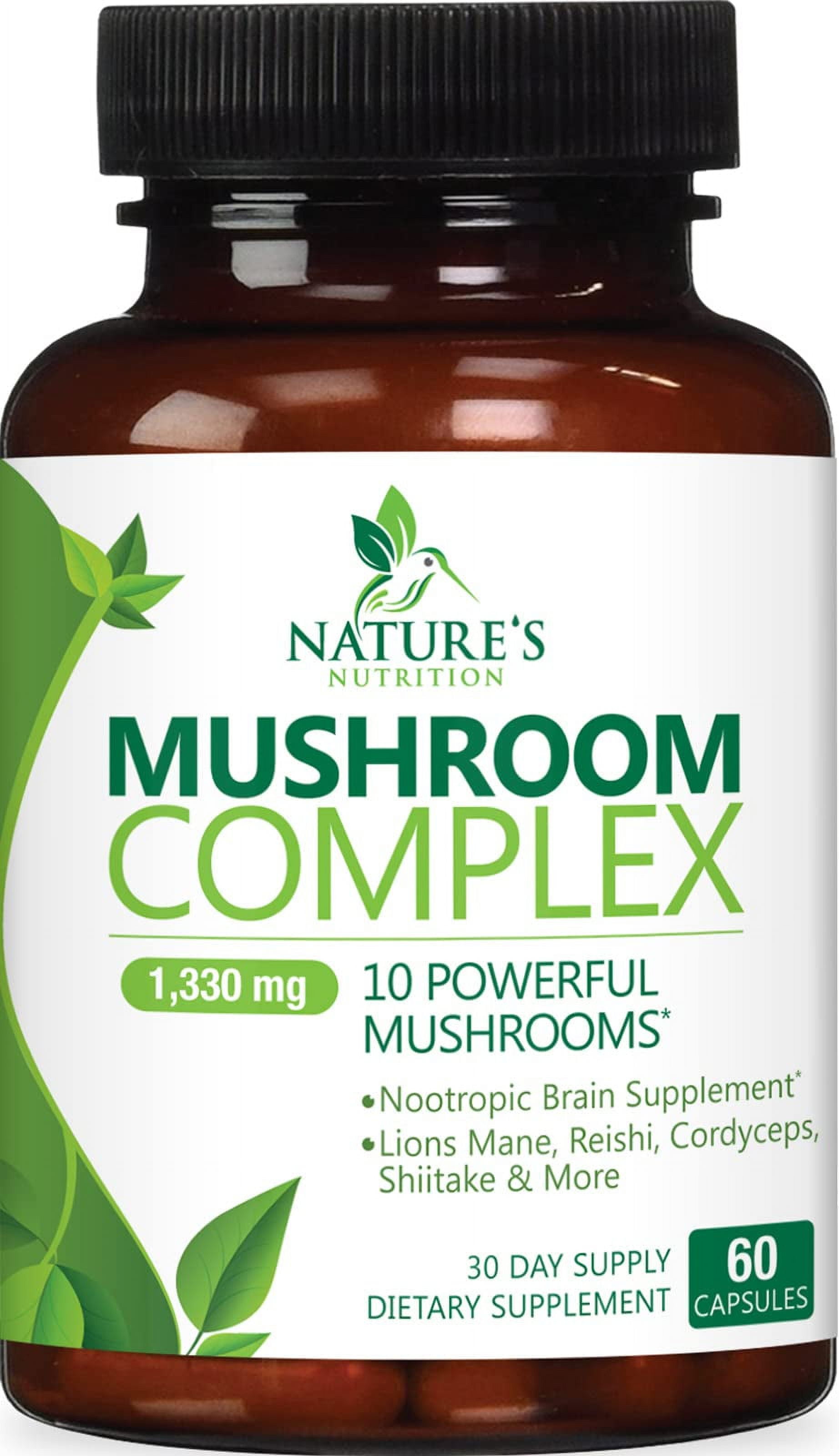 Mushroom Supplement 10 Mushroom Complex Blend Lions Mane, Reishi, Turkey Tail, Chaga
