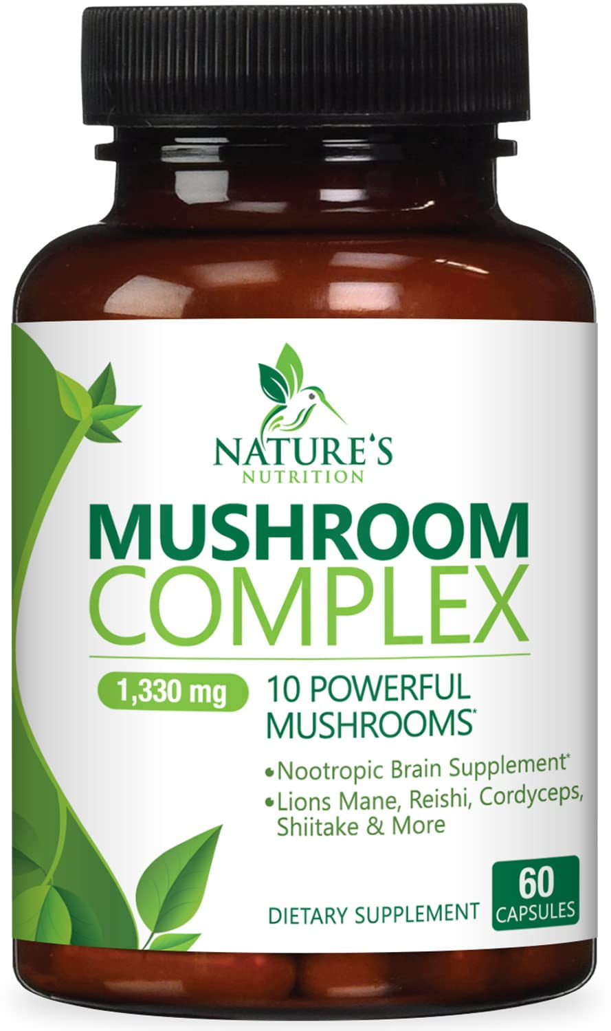 Mushroom Supplement 10 Mushroom Complex Lions Mane, Reishi, Turkey