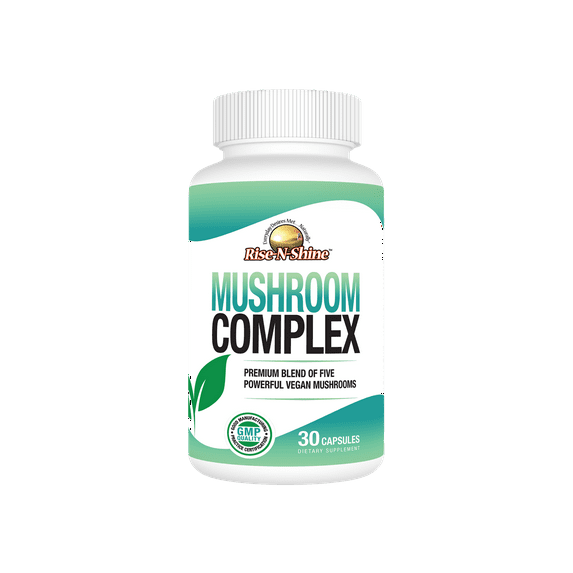 Mushroom Supplement VEGAN with Lions Mane, Chaga, Maitake, Shiitake and Reishi for Energy & Focus