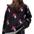 thumbnail image 1 of Mushroom Sweater Women Crewneck Long Sleeve Knit Sweater Loose Cute Graphic Pullover Sweater, 1 of 8