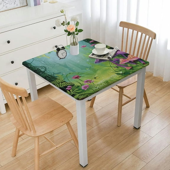 Mushroom Tablecloth, with Mushrooms Flowers in The Fresh Forest Ferns Print, Dining Room Kitchen Rectangular Table Cover