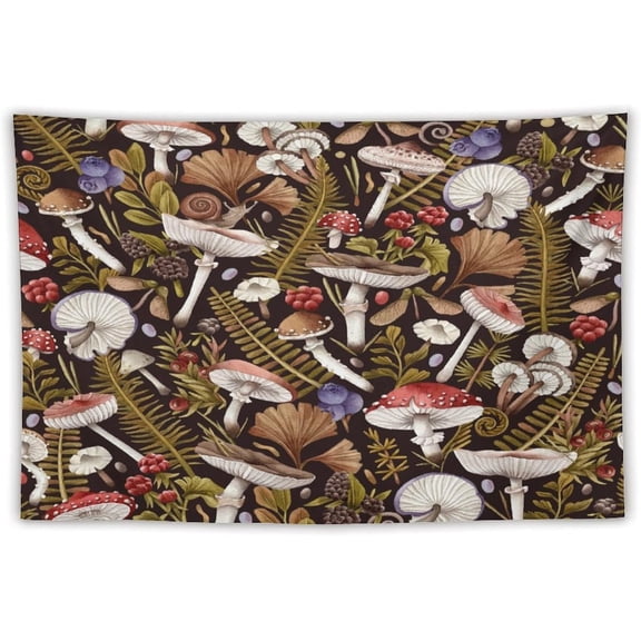 Mushroom Tapestry,Boho Vintage Rustic Botanical Plant Corlorful Pattern Print Tapestries for Living Room Party Beach Picnic Blankets Tablecloths Wall Decor 60x90 in
