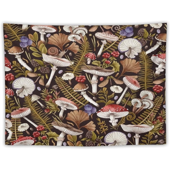 Mushroom Tapestry,Boho Vintage Rustic Botanical Plant Corlorful Pattern Print Tapestries for Living Room Party Beach Picnic Blankets Tablecloths Wall Decor 30x40 in