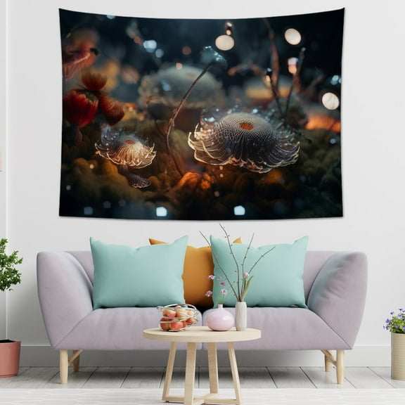 Mushroom Tapestry Psychedelic Tapestry Aesthetic Plant Tapestry Starry Sky Tapestry Bedroom Home Dormitory Decoration Wall Hanging