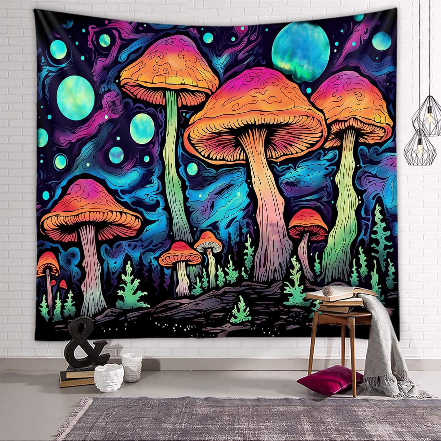 Mushroom Tapestry for Bedroom Mushroom Decor Wall Hanging Cool Moon