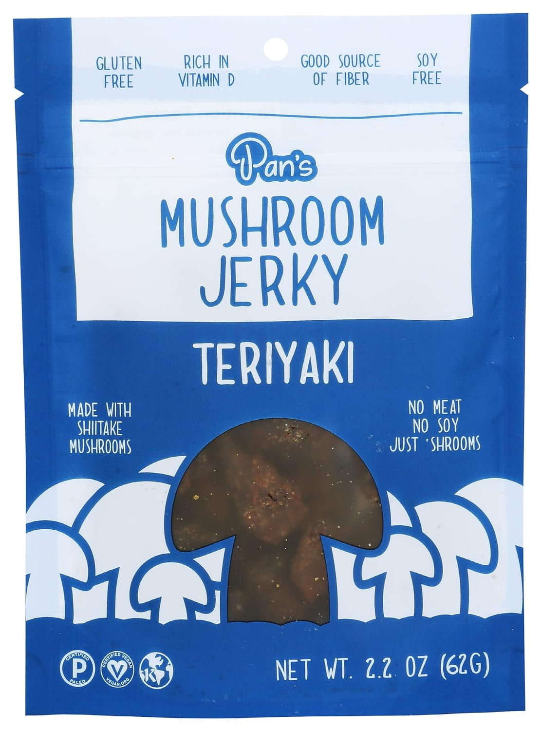 Mushroom Teriyaki Flavor Dried Mushrooms Shitake Jerky, Gluten , Soy