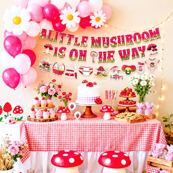 Mushroom Theme Party Banner Set - Forest Whimsical Style Decorations for Natural Themed Gatherings