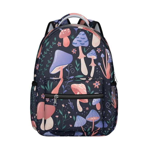 Mushroom Themed Campus Bookbag for Teens, Organized Interior for Laptop and Notebooks, Comfortable Carry, Ideal Gift for College School Students Life