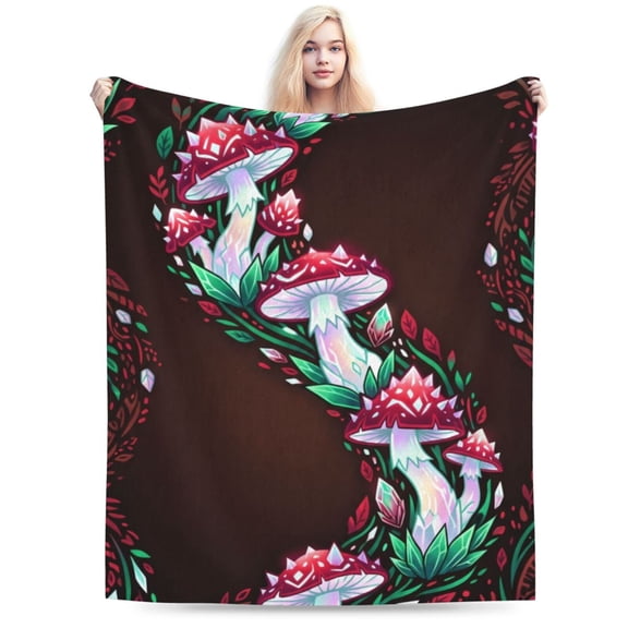 Mushroom Throw Blanket, Mushroom Blanket All-Season for Sofa Couch, Eclectic Room Decor Blanket 50x40