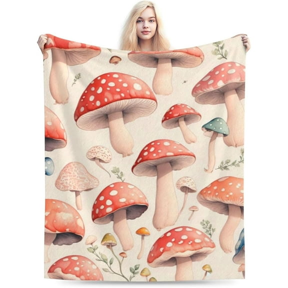 Mushroom Throw Blanket Soft Cozy Fuzzy Mushroom Blanket Lightweight Warm Fleece Plush Mushroom Blanket Mushroom Gifts for Kids Women Girls Bed Decor 40"X50"