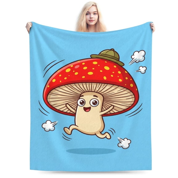 Mushroom Throw Blanket, Woodland Print Flannel Blanket for Couch and Bed, Home Decor 50x40