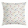 thumbnail image 1 of Mushroom Throw Pillow Cushion Cover, Chanterelles Button and Wild Fungus Repeating Pattern with Berries and Leaves, Decorative Square Accent Pillow Case, 18 X 18 Inches, Multicolor, by Ambesonne, 1 of 2