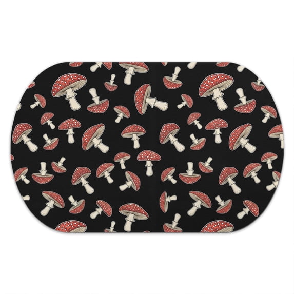 Mushroom and Toadstool Black Pattern Diatomaceous Earth Bath Mat ...