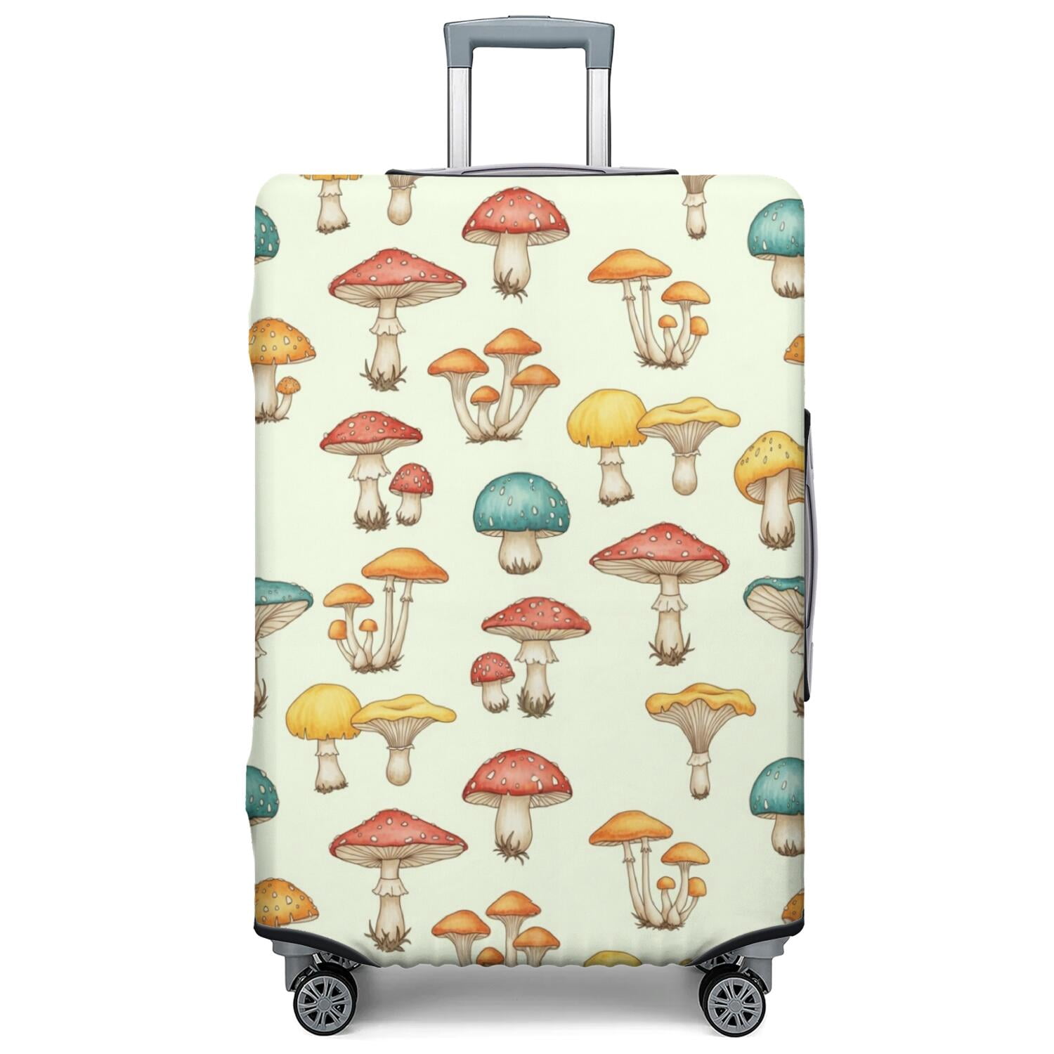 Mushroom and Toadstool Cream Pattern Luggage Cover,Stretch Travel ...