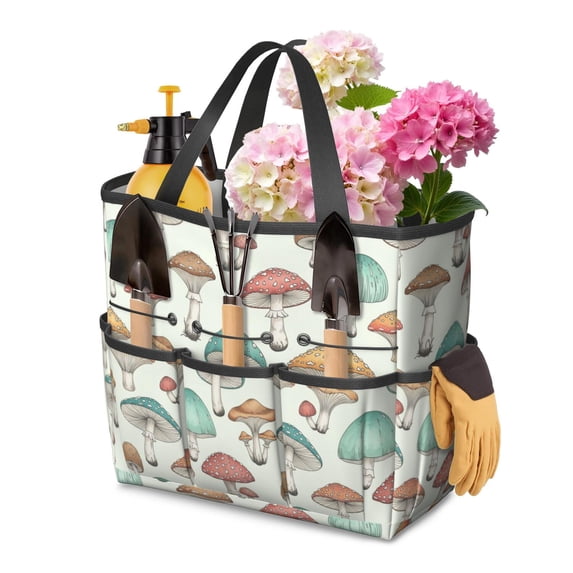 Mushroom and Toadstool White Pattern Garden Tool Bag, Garden Supply ...