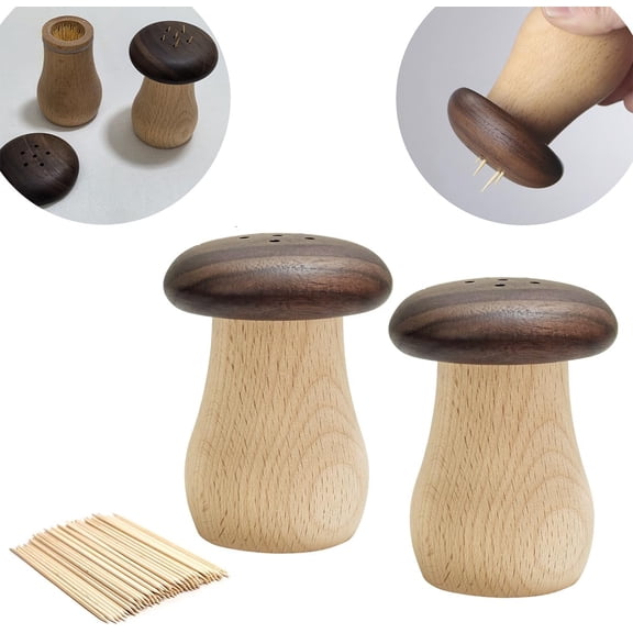 Mushroom Toothpicks Holder with Toothpicks, Cactus Toothpick Holder Dispenser for Home Kitchen Table Decor, Unique Gifts