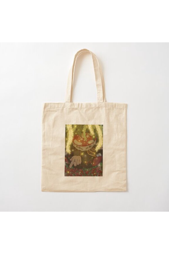 Mushroom Trader Offering His Hand Canvas Tote Bags, Reusable Shopping Bag