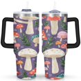 thumbnail image 1 of Mushroom Tumbler with Handle and Straws 40 OZ Stainless Steel Travel Mug Birthday Present for Women Girls Daughter Mom Gifts for Him/Her Coffee Mugs, 1 of 7