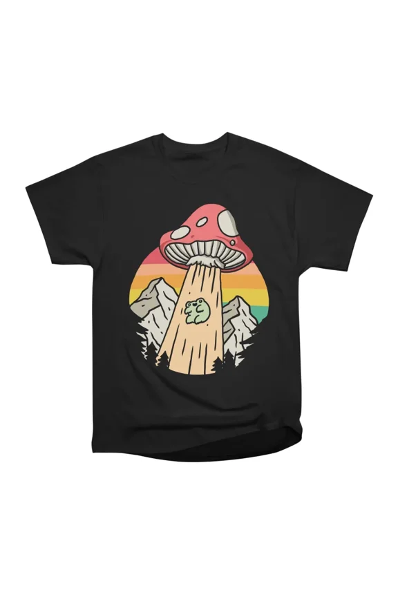Mushroom UFO frog T-Shirt Tee Gift For Him Merch For Her Apparel For Friend