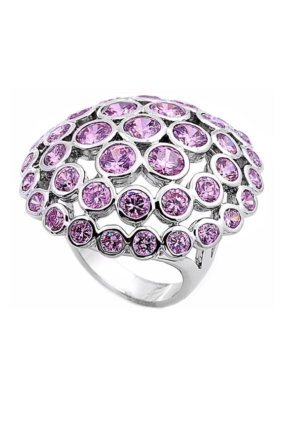 Mushroom Umbrella Simulated Amethyst Cubic Zirconia Ring Sterling Silver 925 Size 8