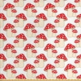 thumbnail image 1 of Ambesonne Mushroom Fabric by the Yard Upholstery, Cartoon Style Amanita, 2 Yards, Cream Red, 1 of 4