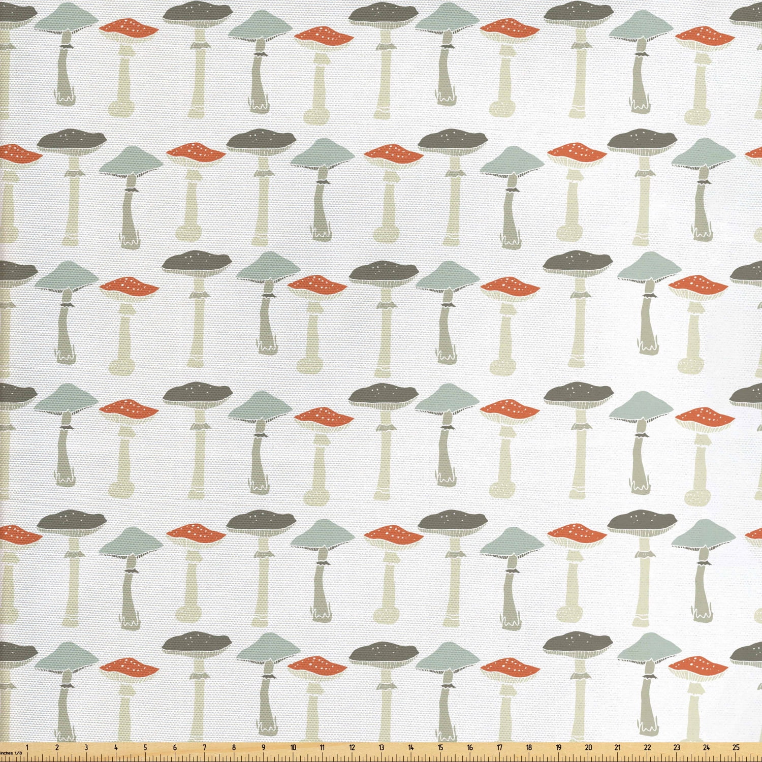 Ambesonne Mushroom Fabric by the Yard Upholstery, Retro Food Forest ...